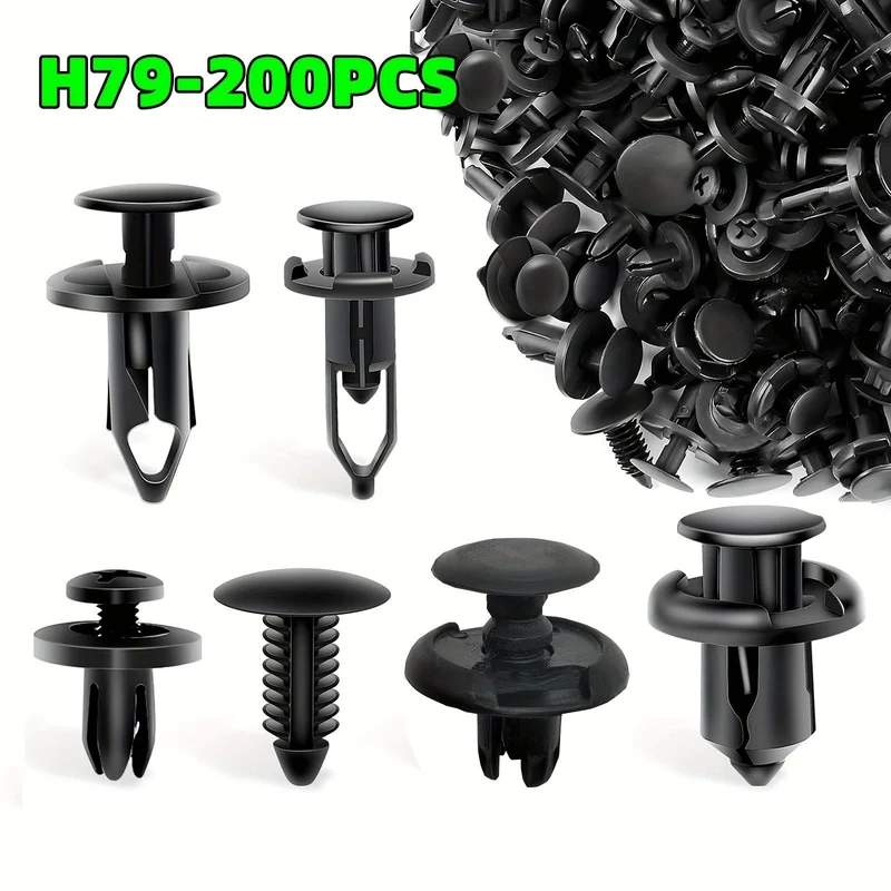 200 Stück Auto-Befestigungsclip, 6 mm, 7 mm, 8 mm, 9 mm, 10 mm, universell, sechs Arten gemischt, für Toyota, Ford, GM, Honda, Stoßniet, Autoteile-Entfernungswerkzeuge