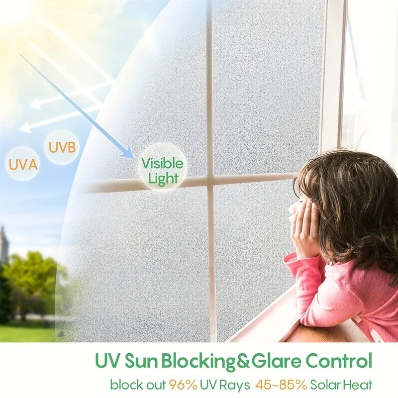 1 Stück Fenster-Sichtschutzfolie, Milchglas-Fensterfolie, statische Frischhaltefolie, UV-blockierende abnehmbare Fensterfolie, nicht klebendes, klebstofffreies Vinylmaterial, durchscheinende undurchsichtige Fensterfolie, Home-Office-Dekor-Vinylfolie