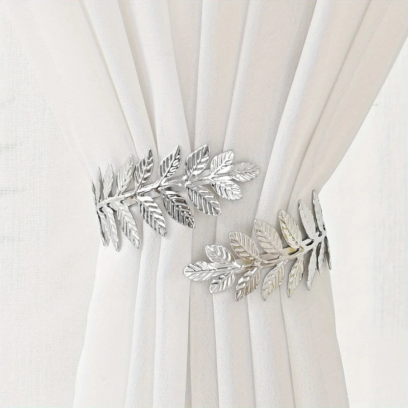 1pc Baum Blatt Muster Goldene Silbrig Vorhang Raffhalter Vorhang Holdback Fenster Clip Für Schlafzimmer Wohnzimmer Wohnkultur
