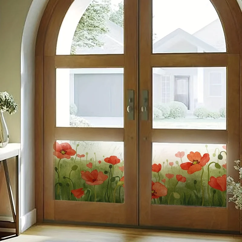 1 Stück elektrostatische Fensterfolie mit Blumendruck – Werten Sie Ihre Inneneinrichtung mit einem wunderschönen Blumenmotiv auf