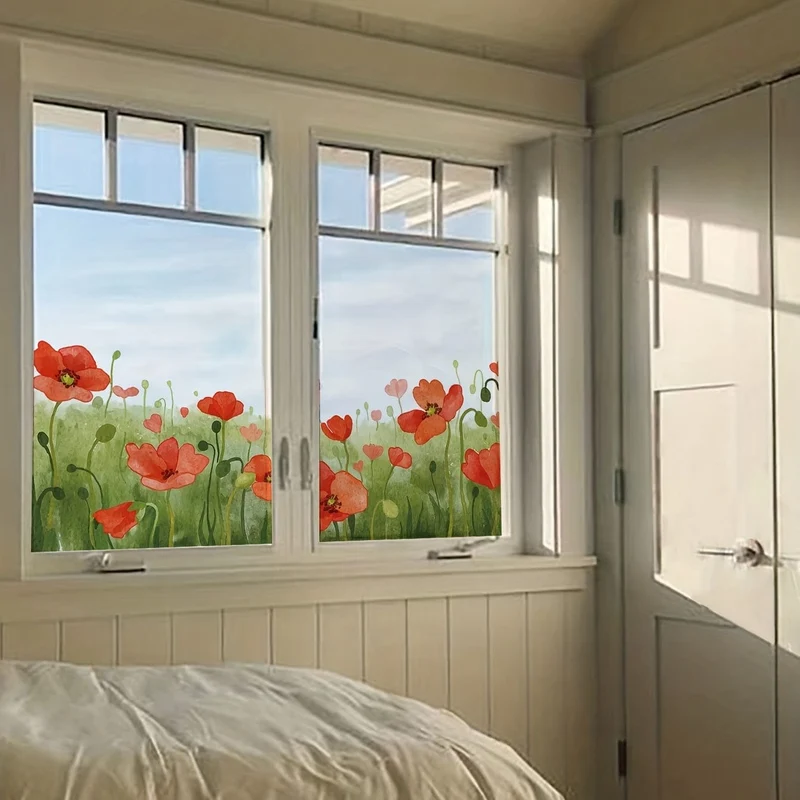 1 Stück elektrostatische Fensterfolie mit Blumendruck – Werten Sie Ihre Inneneinrichtung mit einem wunderschönen Blumenmotiv auf