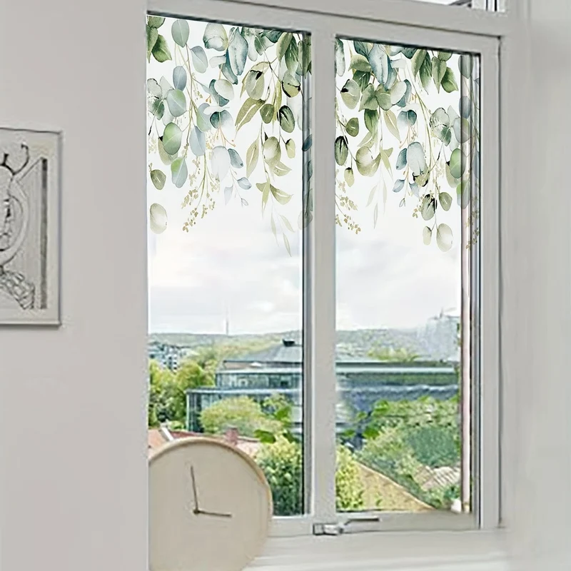 1pc Blatt Muster Elektrostatische Glas Fenster Film Privatsphäre Fenster Aufkleber Für Badezimmer Schlafzimmer Büro Wohnkultur