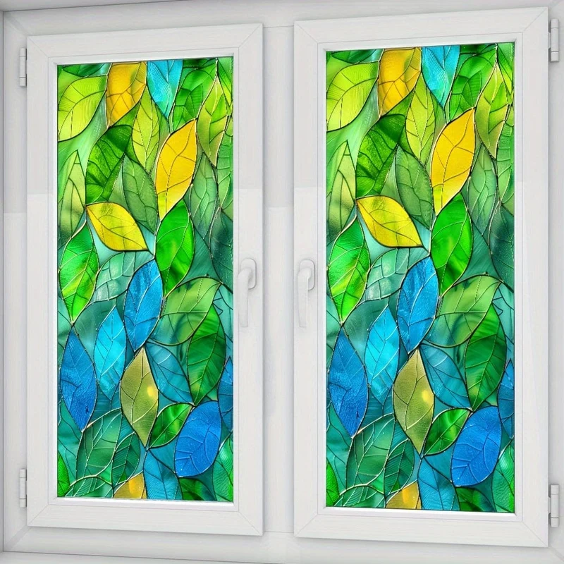 1 Stück farbige Glasfensterfolie, Kolibri, statisch, nicht klebend, dekorative Fensterfolie, Badezimmer-Sichtschutzfolie, Glasfenster-Aufkleber-Dekoration, undurchsichtige Fensterfolie, Badezimmer-Fensterdekoration, Heimdekoration