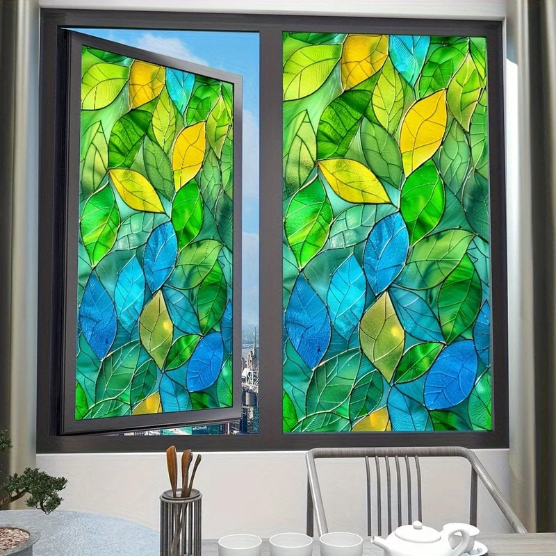 1 Stück farbige Glasfensterfolie, Kolibri, statisch, nicht klebend, dekorative Fensterfolie, Badezimmer-Sichtschutzfolie, Glasfenster-Aufkleber-Dekoration, undurchsichtige Fensterfolie, Badezimmer-Fensterdekoration, Heimdekoration