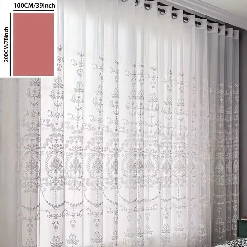 1 STÜCK Weißer bestickter durchsichtiger Vorhang Fenstervorhang für Klassenzimmer, Schlafzimmer, Wohnzimmer, Heimdekoration, Raumdekoration