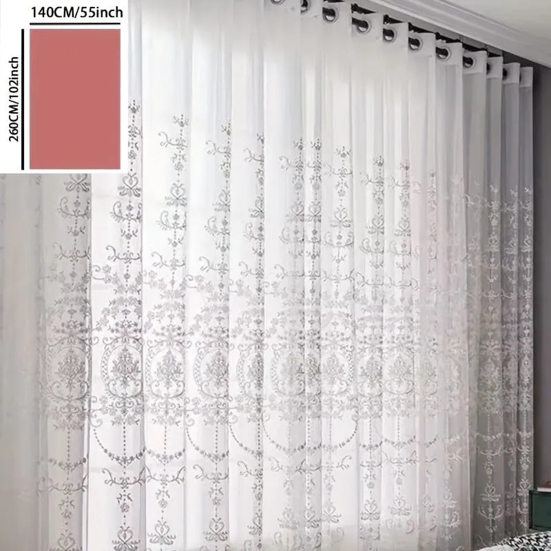 1 STÜCK Weißer bestickter durchsichtiger Vorhang Fenstervorhang für Klassenzimmer, Schlafzimmer, Wohnzimmer, Heimdekoration, Raumdekoration
