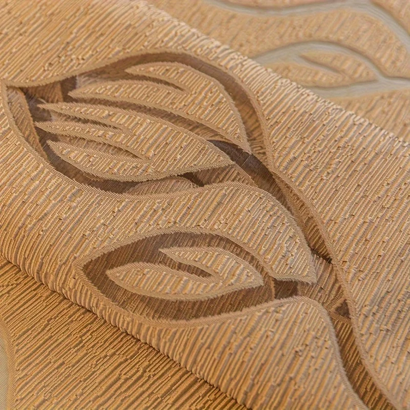1 Stück Eleganter Jacquard-Fenstervorhang mit hohlen Blättern für Wohnzimmer, Schlafzimmer, Balkon und Küche – Kaffeefarbene Heimdekoration