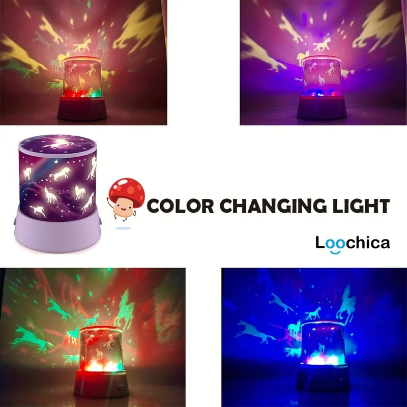 Projektor-Nachtlichter für Kinder als Schlafzimmerdekoration, batteriebetriebener Einhorn-Lichtprojektor, romantische Nachtlichtlampe mit Farbwechsel, lustige Geschenke für 1-4-6-14-jährige Mädchen und Jungen, Ostergeschenk