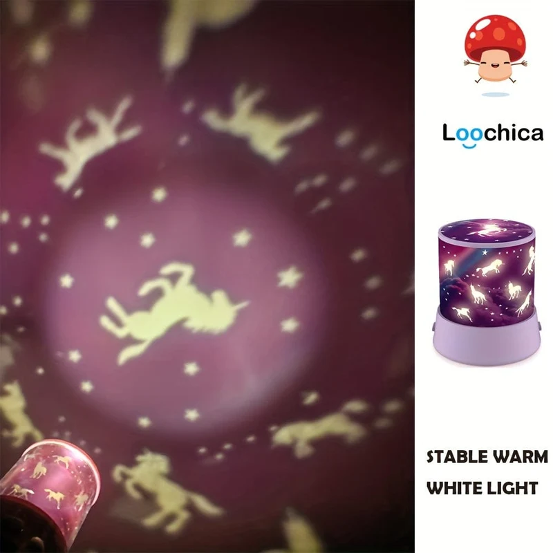 Projektor-Nachtlichter für Kinder als Schlafzimmerdekoration, batteriebetriebener Einhorn-Lichtprojektor, romantische Nachtlichtlampe mit Farbwechsel, lustige Geschenke für 1-4-6-14-jährige Mädchen und Jungen, Ostergeschenk