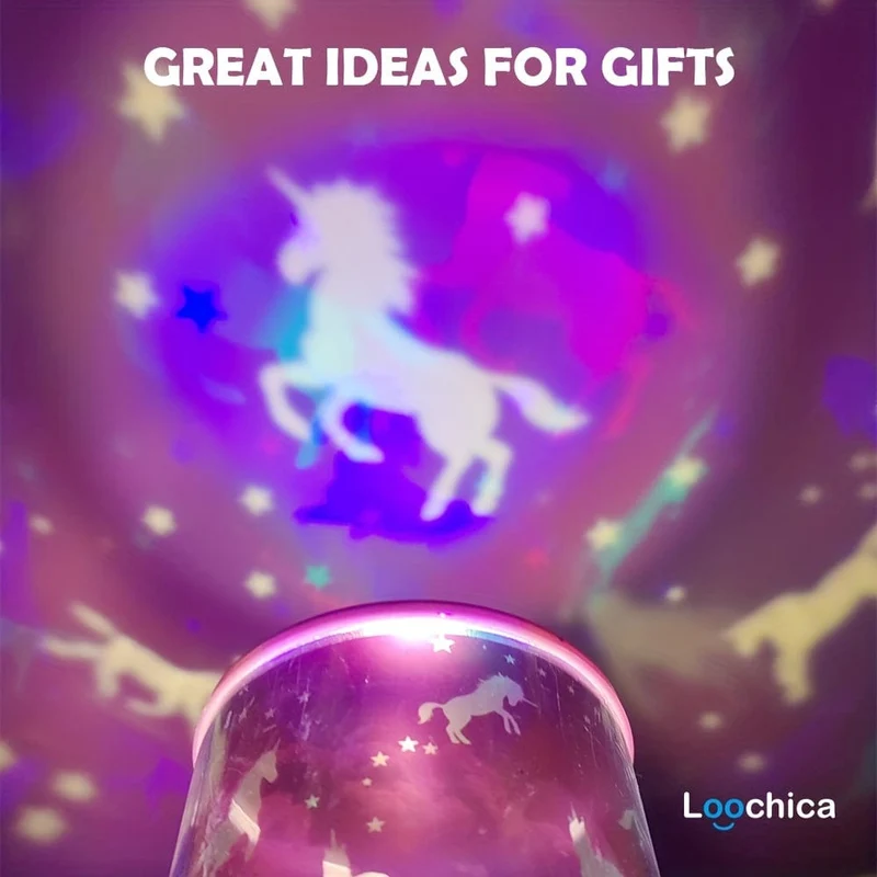 Projektor-Nachtlichter für Kinder als Schlafzimmerdekoration, batteriebetriebener Einhorn-Lichtprojektor, romantische Nachtlichtlampe mit Farbwechsel, lustige Geschenke für 1-4-6-14-jährige Mädchen und Jungen, Ostergeschenk
