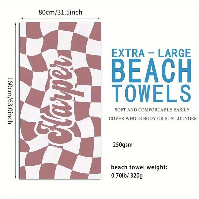 1 Stück individuelles Strandtuch, saugfähiges Strandtuch, große Sommer-Stranddecke, Geschenk für Strand-Pool-Party, Strand-Essentials