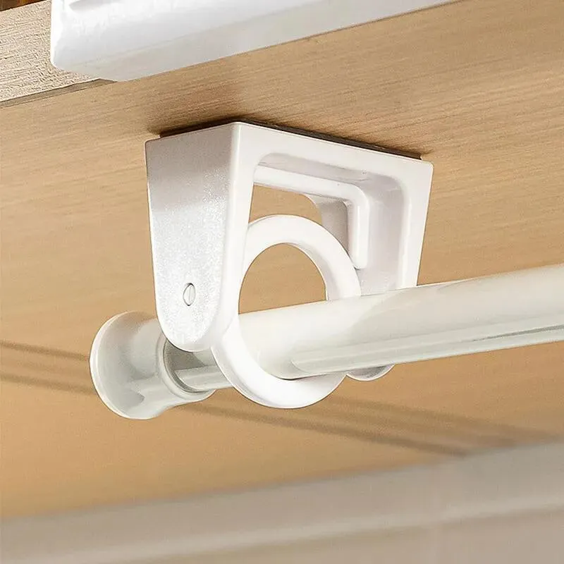 2 Stück um 360° drehbare Gardinenstangenhalter, nicht bohrende, superklebende Haken für Regal, Handtuchstange, Duschvorhangstangenhalterung, Badezimmerzubehör