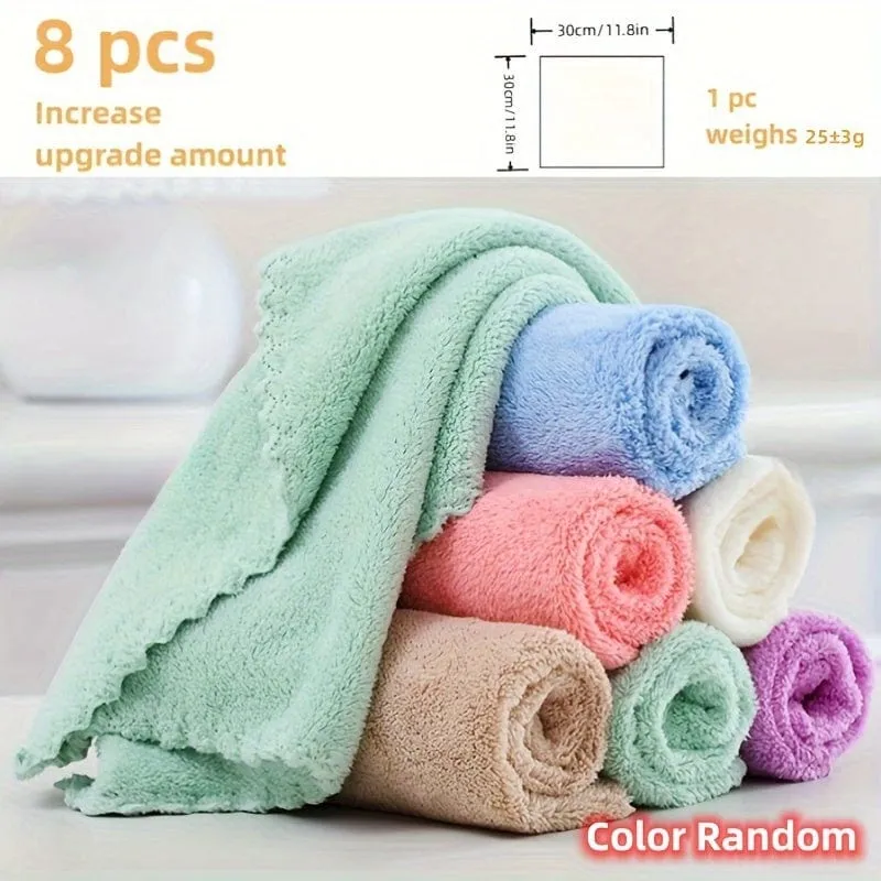 12-teiliges Korallenvlies-Waschlappen-Set, weiches und saugfähiges quadratisches Handtuch, einfarbiges kleines Gesichtshandtuch, Mehrzweck-Reinigungstücher, Badezimmerzubehör