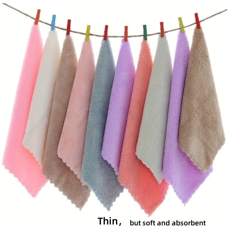 12-teiliges Korallenvlies-Waschlappen-Set, weiches und saugfähiges quadratisches Handtuch, einfarbiges kleines Gesichtshandtuch, Mehrzweck-Reinigungstücher, Badezimmerzubehör