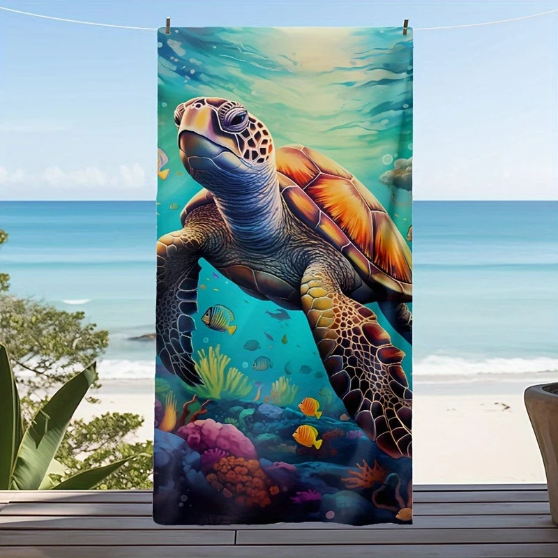 1 Stück Strandtuch mit Schildkröten-Aufdruck, schnell trocknendes, saugfähiges Strandtuch, leichtes Strandtuch, für Outdoor-Reisen, Camping, Strandurlaub, Strandutensilien, Geschenke für Neujahr, Valentinstag