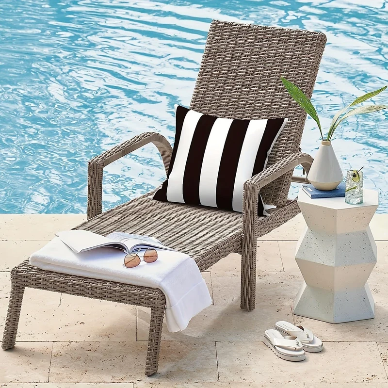 2 Stück gestreifter, wasserdichter Oxford-Stoff, einfacher Überwurf-Kissenbezug, Sofa, Stuhl, Outdoor, Garten, Terrasse, dekorativer Taillen-Kissenbezug, 2 Stück, 18 x 18 cm, Heimdekoration, Raumdekoration