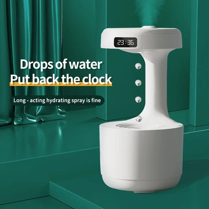 1 x Anti-Schwerkraft-Luftbefeuchter, Wassertropfen-Luftbefeuchter mit großer Kapazität, kreativer Luftbefeuchter, Wassertropfen-Rückfluss-Luftbefeuchter, intelligenter digitaler LED-Bildschirm, USB-Plug-in, Heimdeko, Raumdeko, Schulanfang