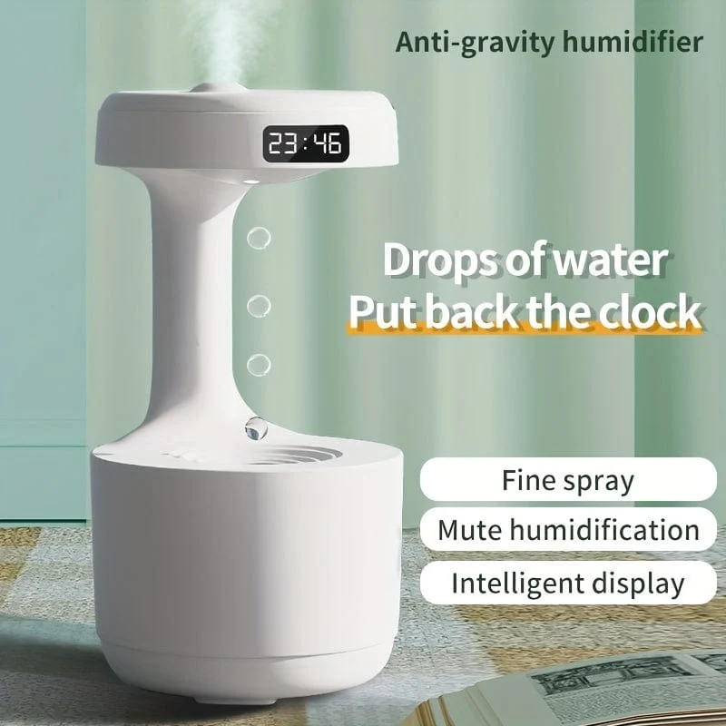 1 x Anti-Schwerkraft-Luftbefeuchter, Wassertropfen-Luftbefeuchter mit großer Kapazität, kreativer Luftbefeuchter, Wassertropfen-Rückfluss-Luftbefeuchter, intelligenter digitaler LED-Bildschirm, USB-Plug-in, Heimdeko, Raumdeko, Schulanfang