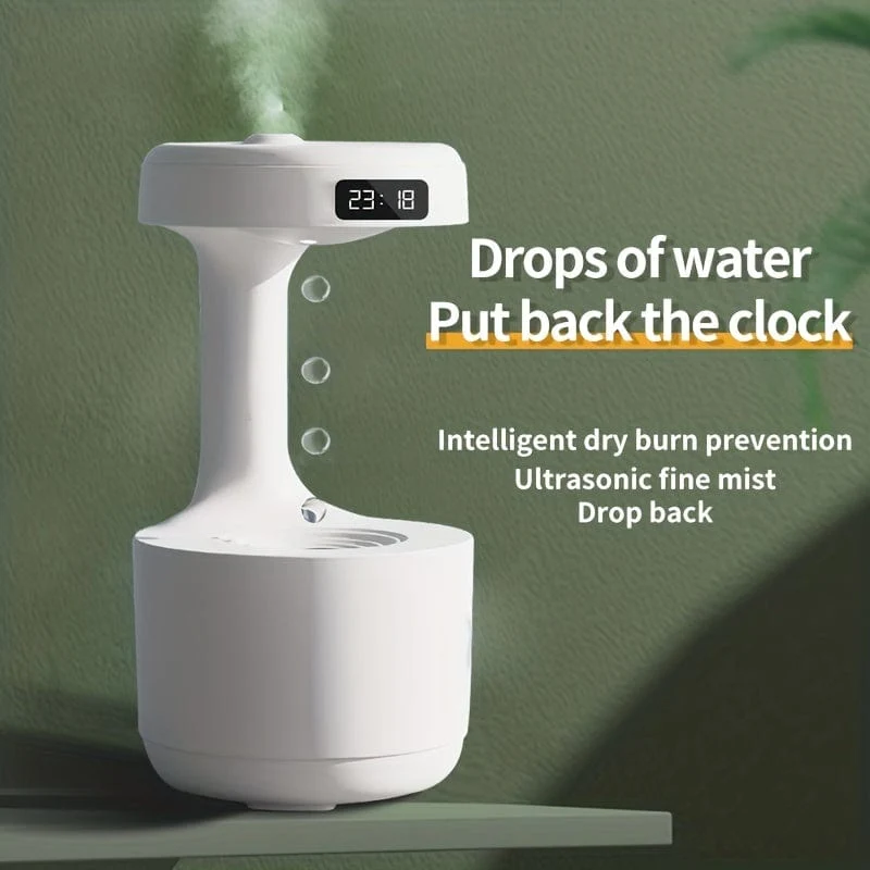 1 x Anti-Schwerkraft-Luftbefeuchter, Wassertropfen-Luftbefeuchter mit großer Kapazität, kreativer Luftbefeuchter, Wassertropfen-Rückfluss-Luftbefeuchter, intelligenter digitaler LED-Bildschirm, USB-Plug-in, Heimdeko, Raumdeko, Schulanfang