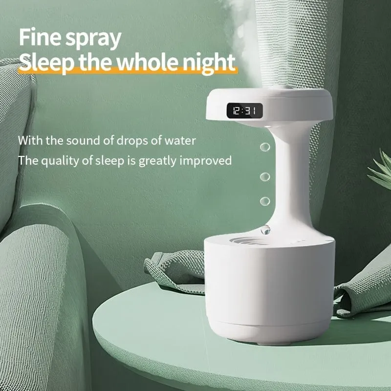 1 x Anti-Schwerkraft-Luftbefeuchter, Wassertropfen-Luftbefeuchter mit großer Kapazität, kreativer Luftbefeuchter, Wassertropfen-Rückfluss-Luftbefeuchter, intelligenter digitaler LED-Bildschirm, USB-Plug-in, Heimdeko, Raumdeko, Schulanfang