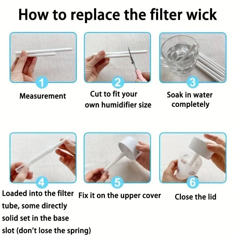 10 Stück Luftbefeuchterfilter, Luftbefeuchter-Wattestäbchen, universeller austauschbarer Filter für Luftbefeuchter-Aromatherapie-Maschine, austauschbarer Filter-Diffusor-Sprühgerät, Wattestäbchen können auf die gewünschte Länge zugeschnitten werden