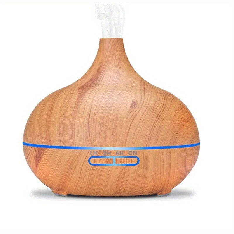 1 Stück Aromadiffusor für ätherische Öle, großes Zimmer, Büro, 550 ml, Holzfarbe, USB-Aufladung, Diffusoren für ätherische Öle, kühler Nebel, Luftbefeuchter, superleise, Umgebungslicht in 7 Farben, LED-Licht, wasserlos, automatische Abschaltung, Aromatherapie-Diffusor für Zuhause, Schlafzimmer, Geschenk