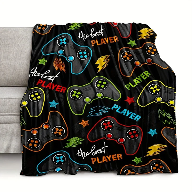 1 Stück Flanelldecke, Gamepad-Musterdecke, gemütliche warme weiche Decke für Sofa, Büro, Bett und Reisen