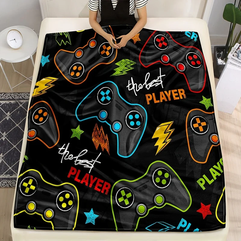 1 Stück Flanelldecke, Gamepad-Musterdecke, gemütliche warme weiche Decke für Sofa, Büro, Bett und Reisen