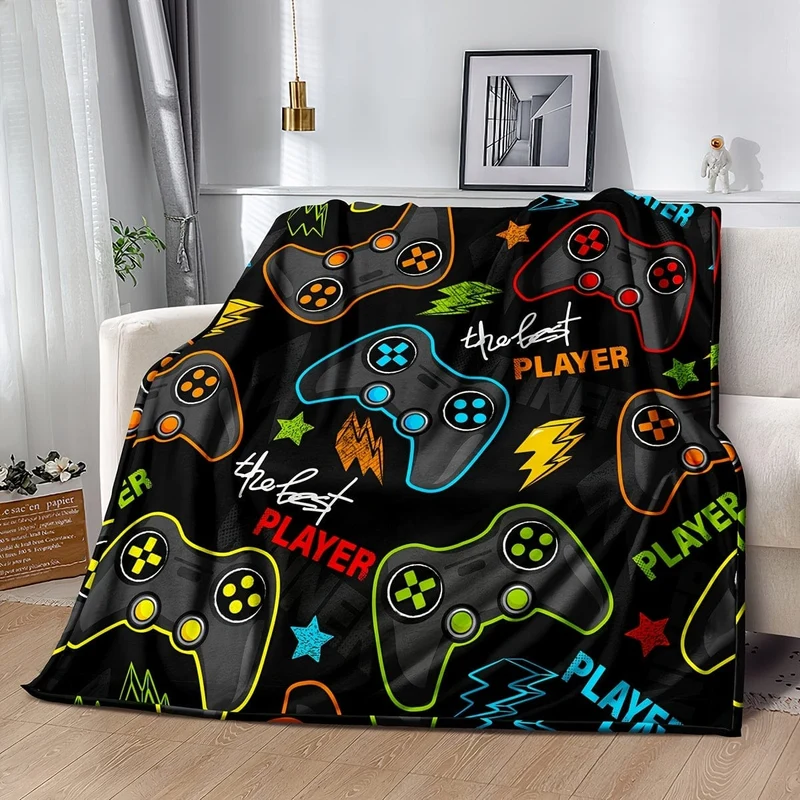 1 Stück Flanelldecke, Gamepad-Musterdecke, gemütliche warme weiche Decke für Sofa, Büro, Bett und Reisen