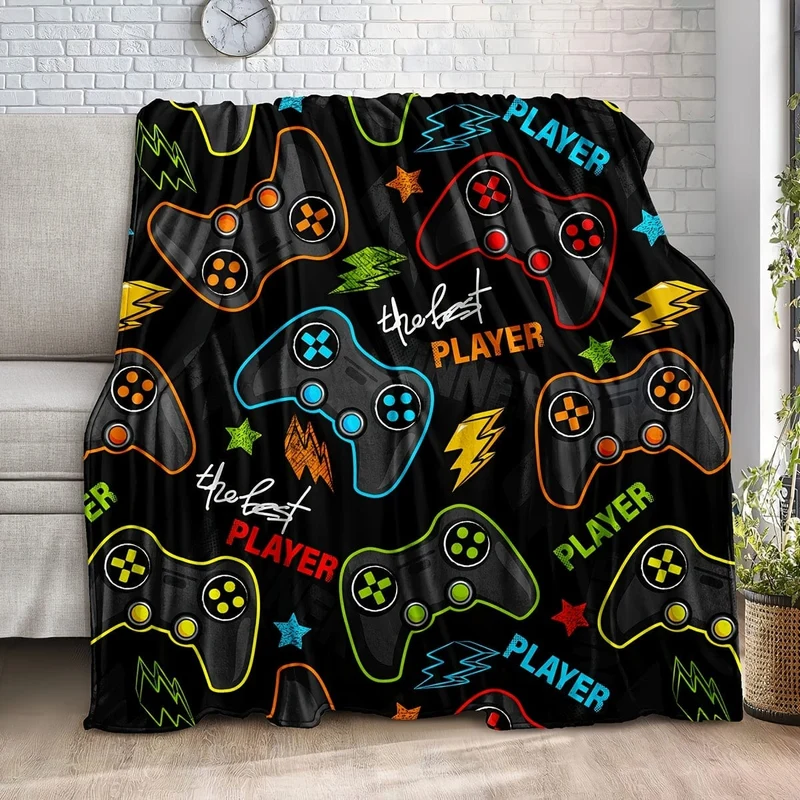 1 Stück Flanelldecke, Gamepad-Musterdecke, gemütliche warme weiche Decke für Sofa, Büro, Bett und Reisen