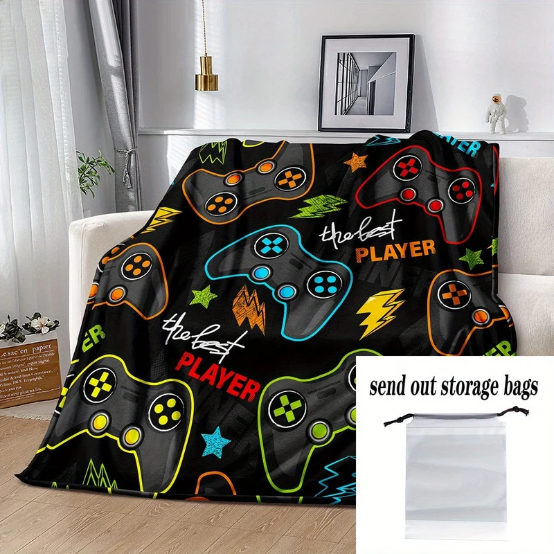 1 Stück Flanelldecke, Gamepad-Musterdecke, gemütliche warme weiche Decke für Sofa, Büro, Bett und Reisen