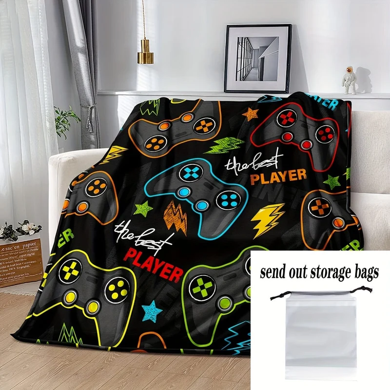 1 Stück Flanelldecke, Gamepad-Musterdecke, gemütliche warme weiche Decke für Sofa, Büro, Bett und Reisen