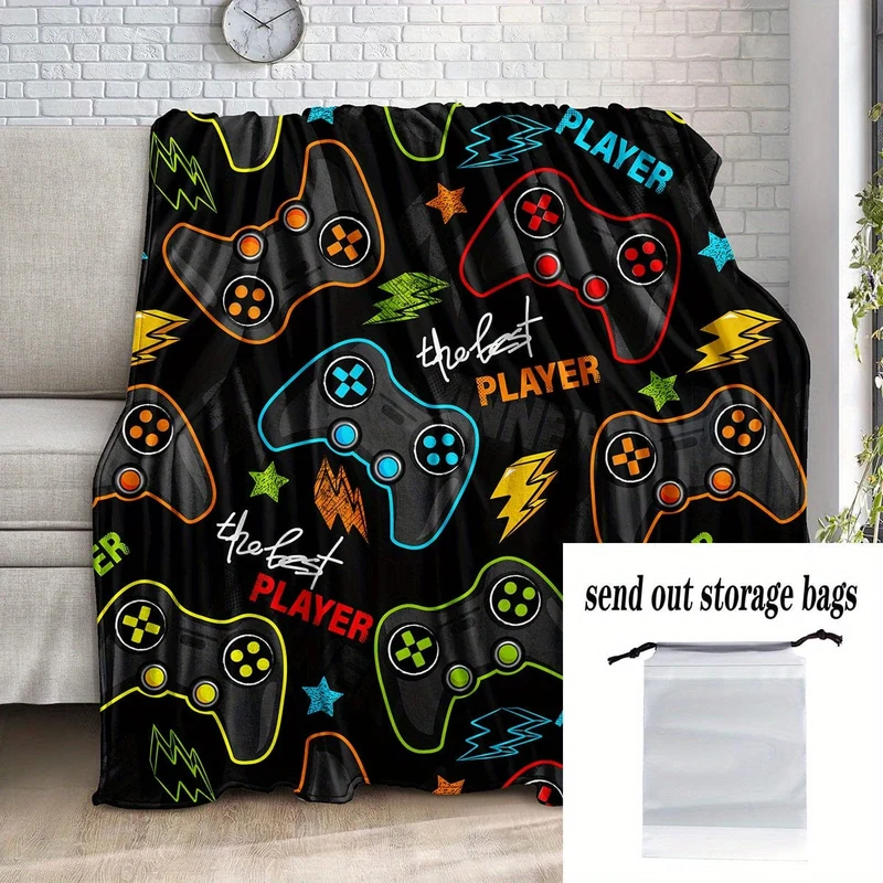 1 Stück Flanelldecke, Gamepad-Musterdecke, gemütliche warme weiche Decke für Sofa, Büro, Bett und Reisen