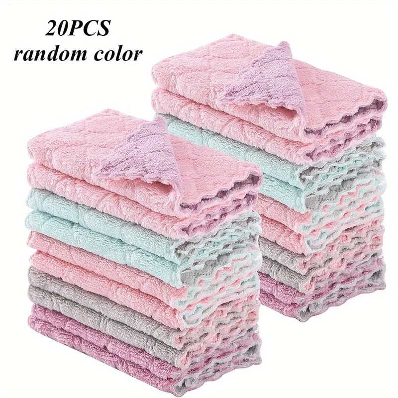 10/20-teiliges Küchenhandtuch- und Geschirrtuch-Set, 9.4 x 5.5 cm, kleine Geschirrhandtücher zum Abwaschen, Geschirrlappen zum täglichen Kochen und Backen, zufällige Farbe