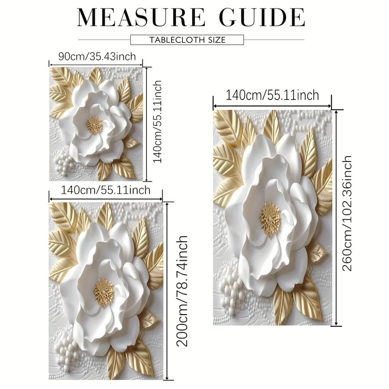 1 Stück, Tischdecke mit 3D-Blumendruck (Polyester), elegantes Rosenmuster, rechteckige Esstischdekoration, Heimdekoration, festliche Tischwäsche, waschbar und wiederverwendbar