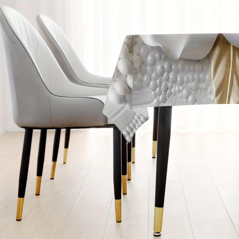 1 Stück, Tischdecke mit 3D-Blumendruck (Polyester), elegantes Rosenmuster, rechteckige Esstischdekoration, Heimdekoration, festliche Tischwäsche, waschbar und wiederverwendbar