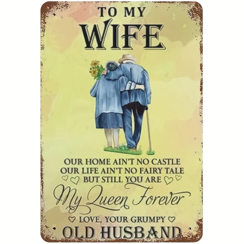 1 Stück, Vintage-Blechschild für Paare – „Our Home Ain't No Castle“ – perfektes Geschenk für Verliebte als Schlafzimmer-Dekor – Metallschild, 8 x 12 cm