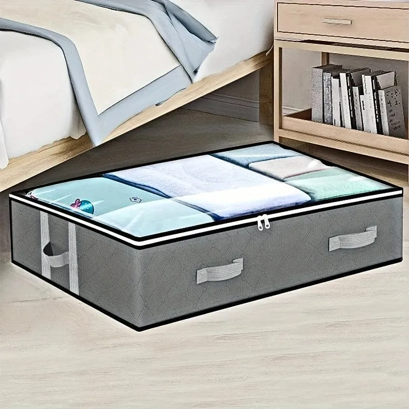 1 Stück staubdichte Unterbett-Aufbewahrungsbox mit verstärkten Griffen für Bettdecken, Decken, Bettwäsche, Kissen und Spielzeug, Schlafzimmerzubehör