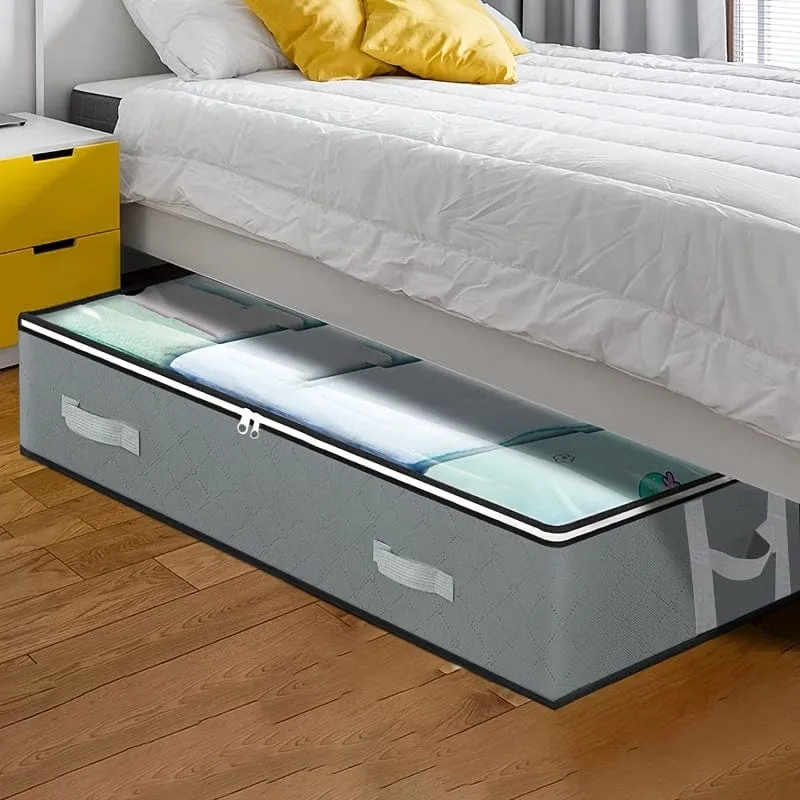 1 Stück staubdichte Unterbett-Aufbewahrungsbox mit verstärkten Griffen für Bettdecken, Decken, Bettwäsche, Kissen und Spielzeug, Schlafzimmerzubehör