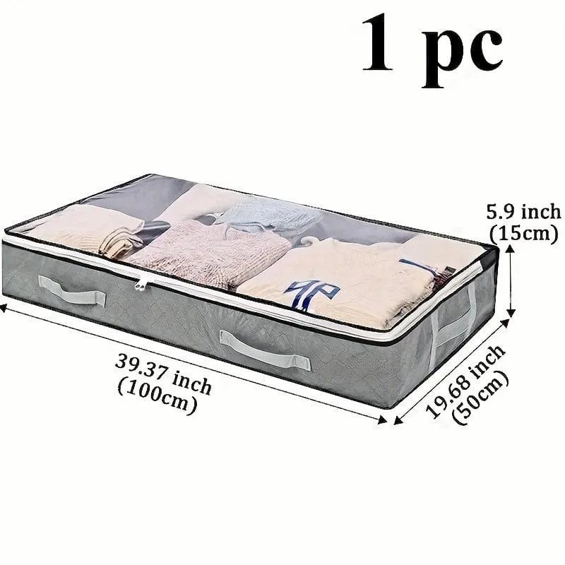 1 Stück staubdichte Unterbett-Aufbewahrungsbox mit verstärkten Griffen für Bettdecken, Decken, Bettwäsche, Kissen und Spielzeug, Schlafzimmerzubehör
