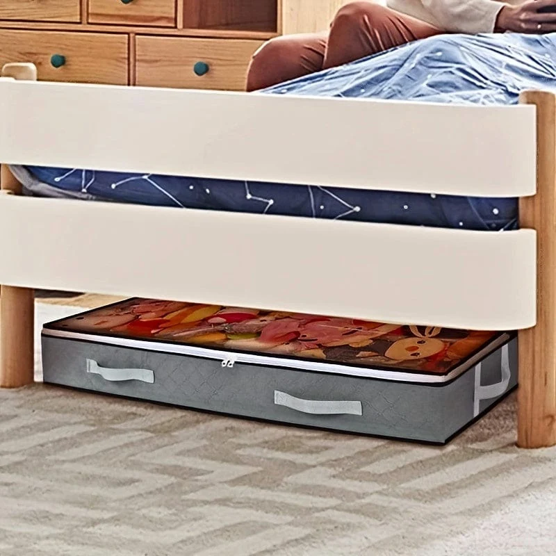 1 Stück staubdichte Unterbett-Aufbewahrungsbox mit verstärkten Griffen für Bettdecken, Decken, Bettwäsche, Kissen und Spielzeug, Schlafzimmerzubehör