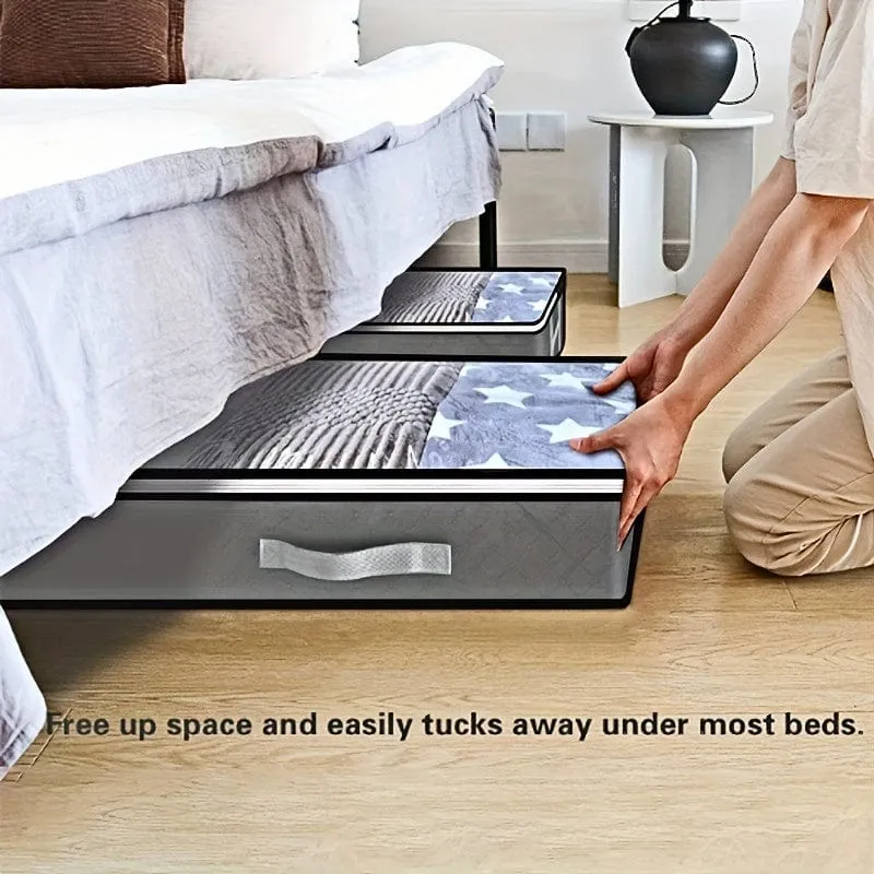1 Stück staubdichte Unterbett-Aufbewahrungsbox mit verstärkten Griffen für Bettdecken, Decken, Bettwäsche, Kissen und Spielzeug, Schlafzimmerzubehör