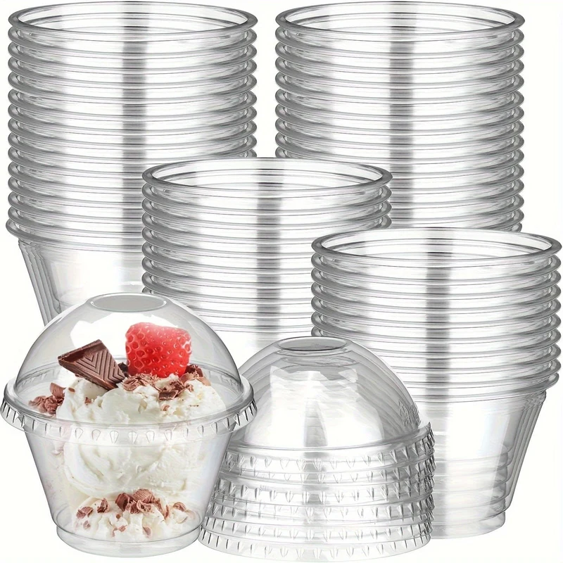 40 Stück kristallklare Plastikbecher – perfekt für Desserts, Parfaits, Eis und Cupcakes, Partyzubehör, Geschirrzubehör.