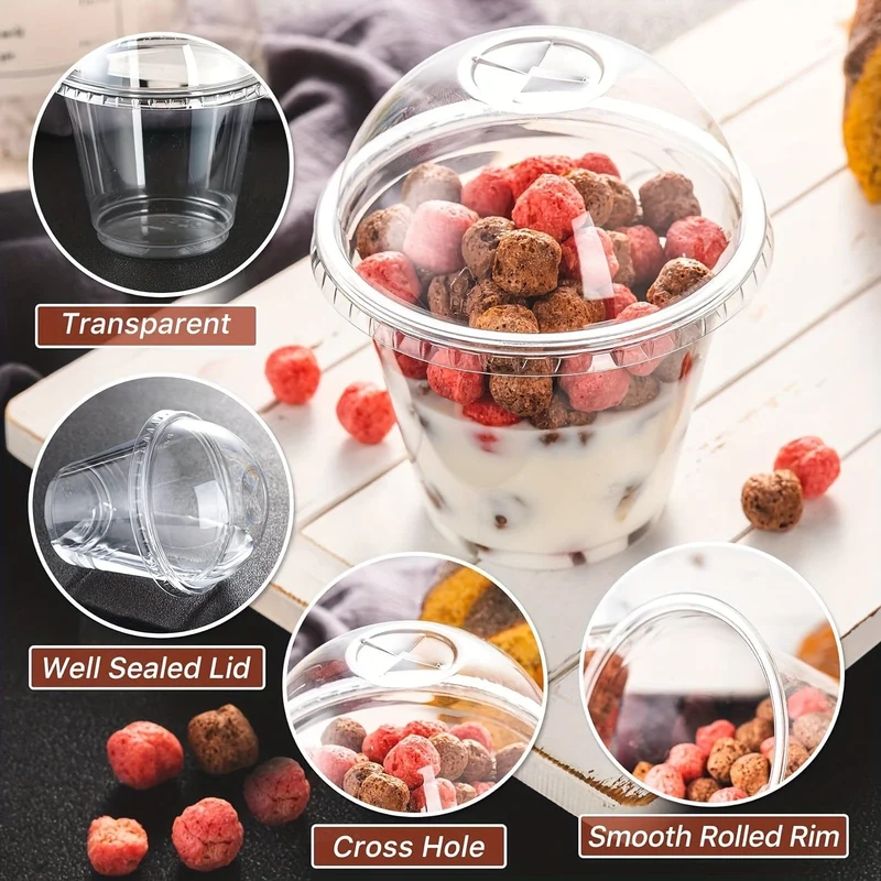 40 Stück kristallklare Plastikbecher – perfekt für Desserts, Parfaits, Eis und Cupcakes, Partyzubehör, Geschirrzubehör.