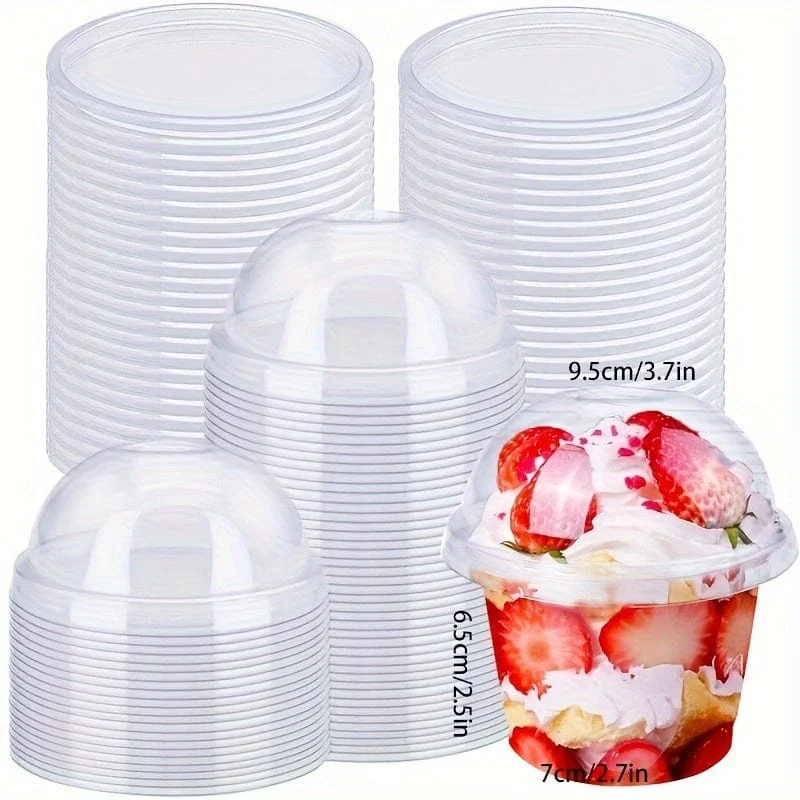 40 Stück kristallklare Plastikbecher – perfekt für Desserts, Parfaits, Eis und Cupcakes, Partyzubehör, Geschirrzubehör.