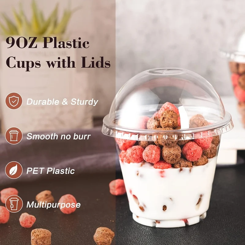 40 Stück kristallklare Plastikbecher – perfekt für Desserts, Parfaits, Eis und Cupcakes, Partyzubehör, Geschirrzubehör.