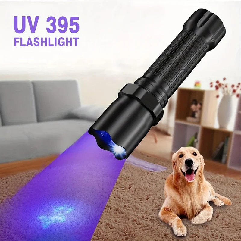 1 Stück LED-UV-Taschenlampe, UV-Taschenlampen, 395 nm Haustier-Urinflecken-Detektorlampe, tragbares Schwarzlicht, USB-betrieben