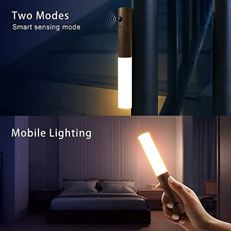 1 Stück Intelligentes Induktions-Nachtlicht für den menschlichen Körper, wiederaufladbare LED-Korridor-Schrank-Wandleuchte, Haushalts-Toiletten-Wand-Induktionslicht, USB-betrieben