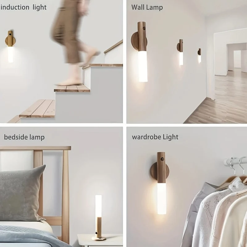 1 Stück Intelligentes Induktions-Nachtlicht für den menschlichen Körper, wiederaufladbare LED-Korridor-Schrank-Wandleuchte, Haushalts-Toiletten-Wand-Induktionslicht, USB-betrieben