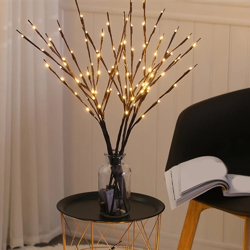 1 Stück 20 LEDs, simulierte Baumzweig-LED-Leuchten, nordisches Zimmer-Schlafzimmer-Layout, kreatives kleines Nachtlicht, dekorative Lichterkette, Geschenk für Geburtstag/Ostern/Junge/Freundinnen